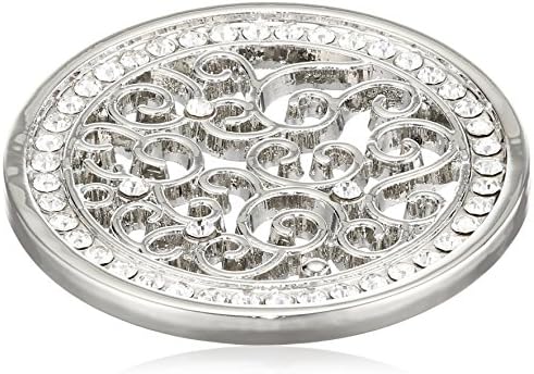 Meilanty White Crystal Florentine Interchangeable Coin Pendant Silver GP-27