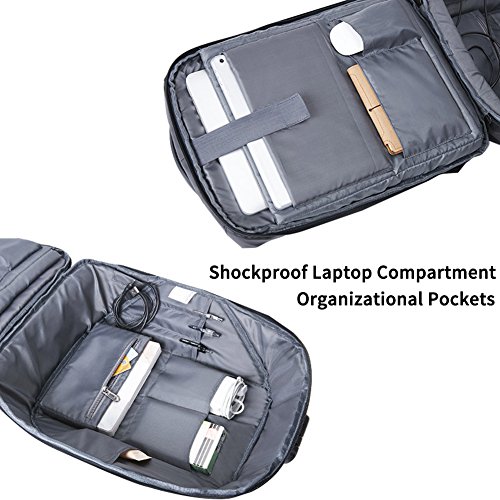 Daypack Rucksack Damen Herren Backpack mit 15 6 zoll Laptopfach USB-Ladeanschluss f  r Arbeit Campus Studenten Reise Business  Schwarz 