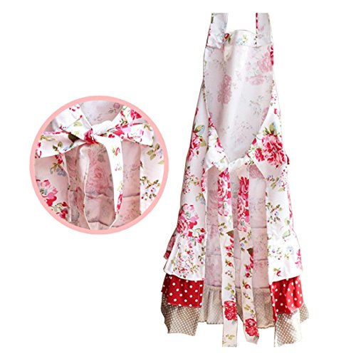 G2Plus Schön Frau Schürze Schürze Baumwolle Küchenschürze Modische Apron mit Taschen zum Kochen oder Backen (Frau Schürze) - 5