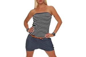 MALITO MORE THAN FASHION Malito Court Jumpsuit dans Le Marine Design Romper Body Catsuit Party Salopette 9646 Femme Taille Unique