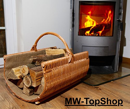 Spitzen Qualität Kaminkorb Berlin 60cm mit Stoffeinlage und Henkel Brennholzkorb Kaminholzkorb