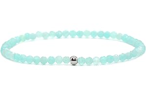 Echtes Amazonit AAA Edelstein Armband mit facettierten 3mm Perlen - verschiedene Längen - Heilstein Schutzstein Edelsteinarmband Glücksbringer Talisman Geschenk (Amazonit, 22CM)
