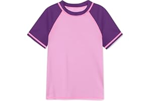 BesserBay Mädchen Rash Guard Schwimmshirt UV Sonnenschutz Rashguard Shirt Kurzarm 110-150 Hose Nicht inbegriffen