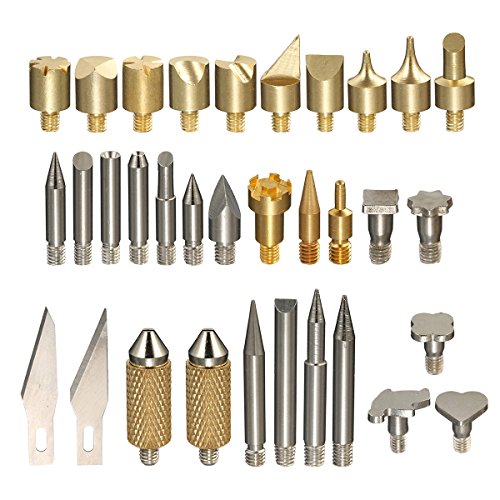 37 PCS Brandmalerei Lötkolben Set, GOCHANGE Brandmalkolben mit 28 Tipps, klinge, Sicherheitsständer, 110V-120V, 25W, Brandmalgerät Holz brennen Pen Set für Holz Leder Gravieren Skulptur - 6