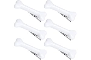 Nifocc - Mollette artificiali per capelli con osso di cane, strumento per lo styling dei capelli, per bambine e signore, 6 pezzi, colore: Bianco