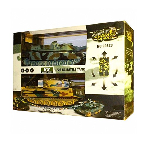 s-idee® 01662 2 x Battle Panzer 1:28 mit integriertem Infrarot Kampfsystem 2.4 Ghz RC R/C ferngesteuert, Tank, Kettenfahrzeug, IR Schussfunktion, Sound, Licht, Neu, 1:24, Schuss Sound, Beleuchtung