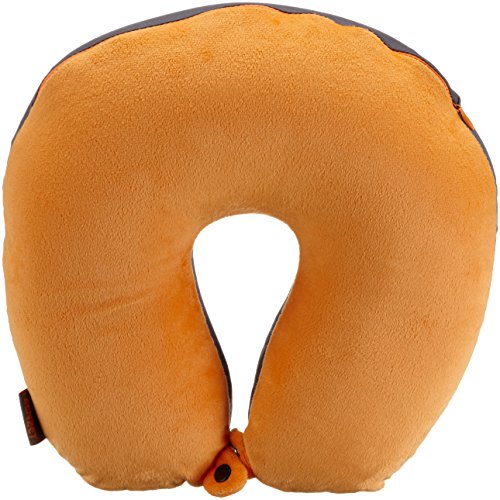 Preisvergleich Produktbild Reise Nackenkissen – Nackenhörnchen – mit waschbarem Bezug - für Ihre Reise in Flugzeug, Auto oder Bahn – bietet ihnen perfekte Unterstützung für Ihre Halswirbelsäule durch Füllung mit Mikroperlen (orange, anthrazit)