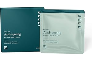 Marchio Amazon - Belei - Maschera anti-età per contorno occhi in idrogel, anti-gocciolamento, con perle naturali, confezione da 5