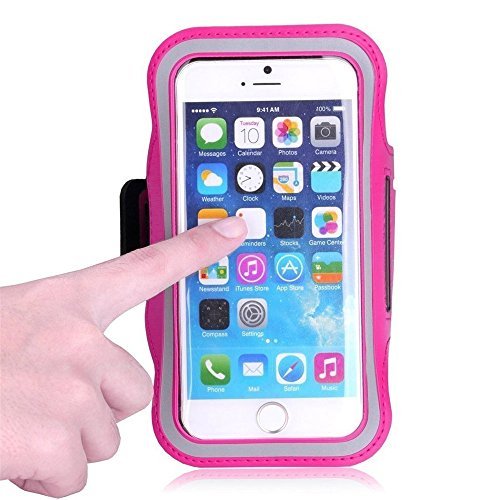 G-i-Mall Sport Braccialetto Custodia Neoprene Fitness Jogging Palestra Corsa Fascia da braccio Telefoni Protector Armband Per 4,8 - 6 Pollice Smartphone iphone 6 6S Plus,Samsung S7, S6, S6 edge, S7 edge, Asus zenfone 2?Huawei P8,P8 lite, Mate 7, Lg G4, V10 ect - Rosa caldo