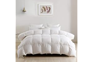 DWR Edredón Cama 80, Relleno Pluma y Plumón de Ganso,Calor Medio para 4 Estaciones,250 gr/m²,Extra Suave y Ligero, sin Ruido al moverse,Oeko-Tex,Blanco,135x200 cm