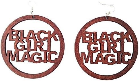 Black Girl Magic Earrings/Natural Hair/African American Woman Earring/Wood Jewelry โฆ
