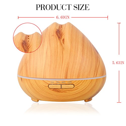 Aroma Diffuser,400ml LED Düfte Duftöl Ultraschall Nebel Holzmaserung Aromatherapie ätherisches Essential Oil Diffusor Air Humidifier Purifier Luftbefeuchter Atomizer,für Baby Wohnzimmer Schlafzimmer Yoga SPA Büro,Von SECRET CHERISH - 3