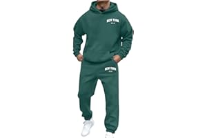 COUAWATICY Tracksuit Mens Full Set Long Sleeve Hooded Sweatshirt Sweatpants Set Hoodie Joggers Sets 2 Piece Fashion Sweatsuits for Men Sport Set Sweatpants Sweatshirt Jogging Suit UK