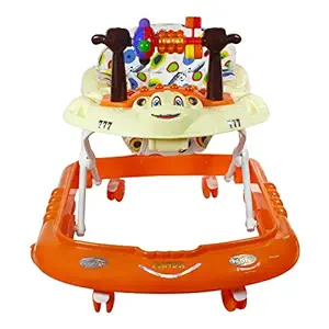 Panda Musical Baby Walker With Tray For 6 Months Babies - Orange