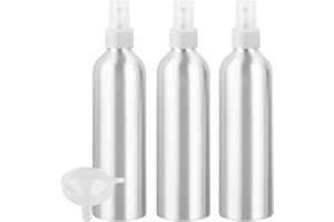 PQPAUTY 3 Piezas Pequeño 250ml botella de spray pulverizador Botella de Aluminio Plata con Bomba en Transparente Niebla Fina Atomizador para Perfume Viaje Artículos de Agua Cosmético, con Embudo