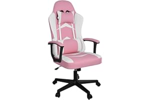 T-LOVENDO.ES Silla Gaming Ergonómica Reclinable con Cojín Lumbar y Cervical | Respaldo Alto Acolchado | Altura ajustable | Ruedas Giratorias 360° y Reposabrazos | Ideal Ordenador, Oficina, Videojuego o Escritorio
