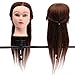 LuckyFine 22 inch 100% Real Long Brown Human Hair Hairdressing Practice Training Head Mannequin + Adjustable Holder