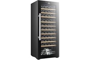 SVAN Vinoteca 55 Botellas Negro SVN5500S. 85W, Display LED táctil, Pantalla Digital Exterior, 10 Baldas de Madera, 1 Rejillas Metálicas, Clase de Eficiencia Enérgetica G