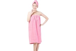 NICEYEA Ultra Absorbent Microfiber Sexy Spa Bath Wrap Cover Up Towels Set Soft Cozy Fleece Terry Bathrobe Bath Towel Tube Dress Robe Nightgown Sleepwear with Shower Hair Drying Turban Cap Hat for Women Girls