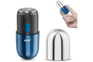EZDOR Mini afeitadora eléctrica, maquinilla de afeitar eléctrica compacta para hombres y mujeres, mini afeitadora recargable USB-C, afeitadora portátil impermeable, potente afeitadora para hombres,