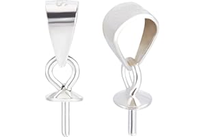 Beebeecraft 1 Box 20Pcs Peg Bails 925 Sterling Silver Eye Pin Pinch Bails Pearl Cup Charm Connectors Pearls Findings for DIY Birthday Jewellery Making