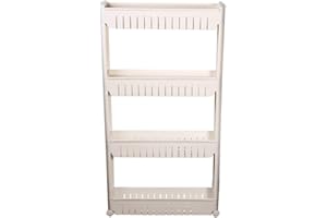 MUPAI Étagère de Niche Chariot de Stockage alcôve Meuble de Rangement, avec 4 roulettes pour la Salle de Bain, Le Salon, la Cuisine et la Salle à Manger (4 étages-54x12.5x102.5 cm)