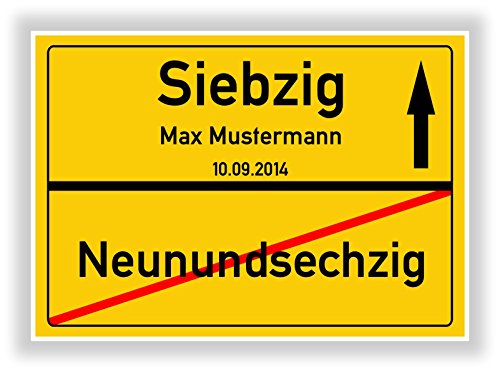 Ortsschild - Bild - 70. Geburtstag - Wunschname - persönliches Geschenk - Geschenkidee