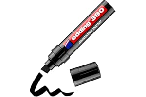 ‎EDDING edding 390 Permanentmarker - schwarz - 1 Stift - dicke Keilspitze 4-12 mm - wasserfest, schnell-trocknend - Multimarker, Universalstift - für Karton, Kunststoff, Holz, Metall, Glas, Stein, Leinwand