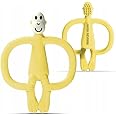 Matchstick Monkey Infant,Antimicrobial Silicone Teether&Gel Applicator,Easy to Grip,Bpa Free,3 Months Old+,11 Cm,Easy to Hold&Naturally Fits in Mouth,Stimulates&Massages Sore Gums,Yellow Monkey