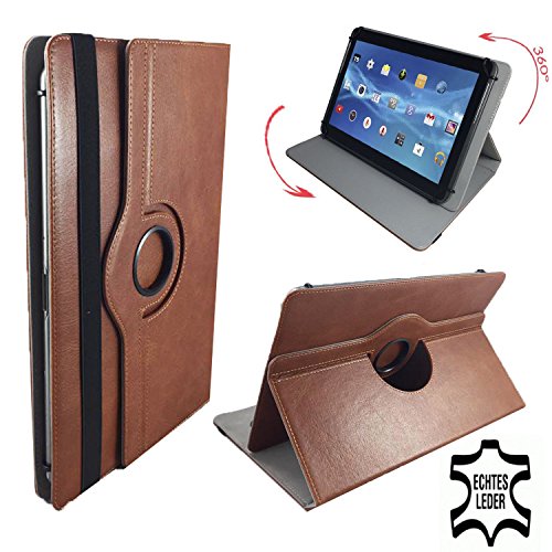 Echt Ledertasche Case für Lenovo ideapad MIIX 310-10ICR 10.1" Tablet Schutz Hülle Etui + Touch Pen - 10.1 Zoll Leder Braun 360°