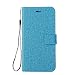 Produktbild DENDICO Moto E4 Plus Hülle, Flip Brieftasche Tasche Handyhülle mit Standfunktion und Kartenfach, Magnetverschluss Leinwand Wallet Etui TPU Schutzhülle für Moto E4 Plus - Blau