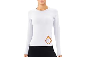 Sillictor Womens Thermal Tops Long Sleeve Fleece Lined Sports Base Layer Women Skin Compression Tops for Running Hiking Cycling Ski,Warm Quick Dry High Wicking Soft