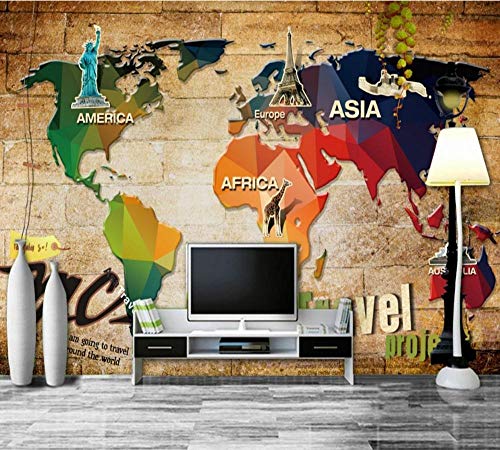 HDOUBR Papel Pintado de la Vendimia Pintura de Pared clásica Europea clásica Mapa del Mundo Papel Pintado 3D Mural Duvar Kagitlari, 200x140 cm (78.7 by 55.1 in)