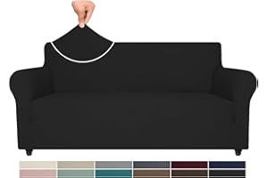Ystyle Rozciągliwy Pokrowiec Na Sofę 3-Osobową, Odporny Na Zarysowania Uniwersalny Pokrowce Na Kanapę, Przeciwpoślizgowe Miękki Narzuty Na Sofę, Zmywalny Ochraniacz Na Kanapę, Czarny