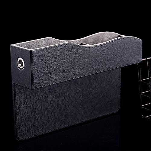 Vehicle Storage Box High Quality PU Leather Seat Catcher Electronics and Travel Essentials Compartment Seat Side Pocket,Black