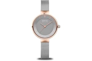 BERING Damen Solar Uhr | Armbanduhr 31 mm Edelstahlgehäuse und Zifferblatt | Milanaisearmband | Saphierglas | 5 ATM | 14631