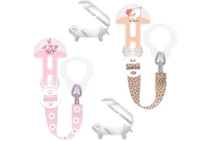 MAM Clip it ! Girl Fashion & Cover - Cadena para chupete con protección contra la suciedad (2 unidades, longitud ajustable, lavable)