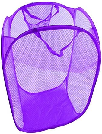MYNC - Foldable Pop Up Mesh Washing Laundry Basket Bag Bin Hamper Toy Tidy Storage Organiser Organizer (Purple)
