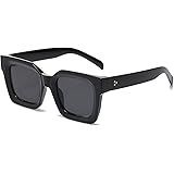 YAMEIZE Occhiali da Sole Spessi e Rettangolari Chunky per - Donne e uomo con Montatura Thick e Retrò Occhiali da Sole con par