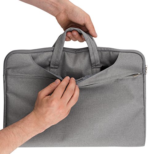 kwmobile Umhängetasche für 15″ 15,6″ Laptop / Ultrabook – Laptoptasche aus Stoff mit Reißverschluss und Tragegurt in Grau – z.B. geeignet für Apple, Samsung - 3