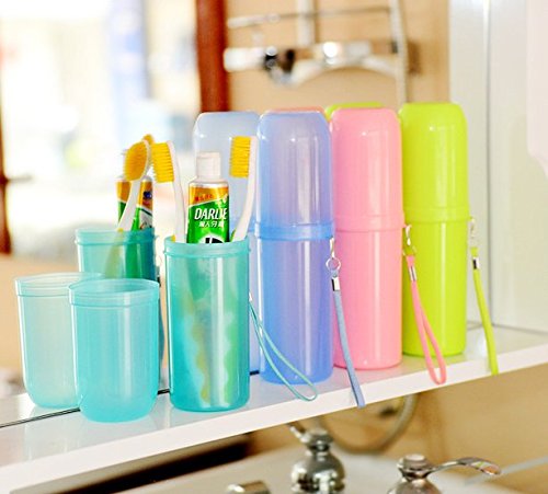 dealglad® Portable Utility Zahnbürstenhalter Zahnputzbecher Zahnpasta Cup Badetuch Reise, Zubehör Set, plastik, Clear Green, 20cm*5.5cm(H*Dia.) - 7
