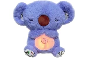 YJWZ Koala Para Aliviar La Ansiedad,Nutria Bebe Dormir Que Respira,Peluche Ansiedad Dormir,Bebé Durmiendo Koala Juguete Con Música Luces Y Movimientos De Respiración Ayuda Para Dormir