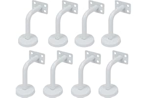 KMERCE Supporti per Corrimano per Scale, Supporti per Rampa Scala in Acciaio Inossidabile, 60x80 mm, per Rampe per Scale, Supporto o Balaustra Interno ed Esterno (8, Bianco+Guarnizione piatta)