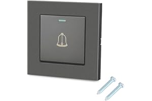 SUUOSL Bouton de Sonnette Extérieur éTanche 220–250 V, Interrupteur Sonnette de Porte en Verre avec Vis, Installation Facile, Usage Domestique ou Hôtelier, l'extérieur, Noir
