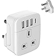 Amoi UK to South Africa Plug Adapter,Grounded Type M South Africa Plug Adapter, with 4 USB Ports 17W USB C Fast Travel Charger, Africa,Namibia, Swaziland, Lesotho, Bhutan,Botswana(Type M)