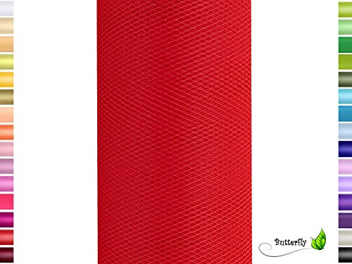 9m Rolle Tüll 30cm ( rot 250 ) // Tischband Tüllband Netz Band Deko Stoff Schleifenband Tülldekostoff Hochzeit Deko Floristik