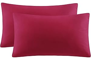 Aisbo Federe Cuscini Letto 50x80 - Coppia di Federe Cuscini Letto Matrimoniale, Chiusura a Busta, Microfibra, Traspiranti e Morbidissime, Rosso