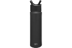 Simple Modern Water Bottle with Straw | Insulated Stainless Steel Bottle for Sports Gym | Summit Collection | 650ml | Midnight Black