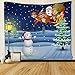 Produktbild HiExotic Wandteppiche Art Tapestry Tablecloth Bedspread Snowman in The Snowing Hill with Santa Flying Over Tapestries Exotic Fantasy Eco-Friendly d¨¦cor Christmas Wall Hanging Throw Tablecloth 60X80 I