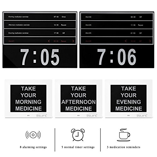 INLIFE 8″ Digital uhr,Alzheimer uhr mit nicht Abkürzungen,Fotouhr mit LCD Bildschirm,Seniorenuhr in 8 Sprachen,für ältere Menschen - 3